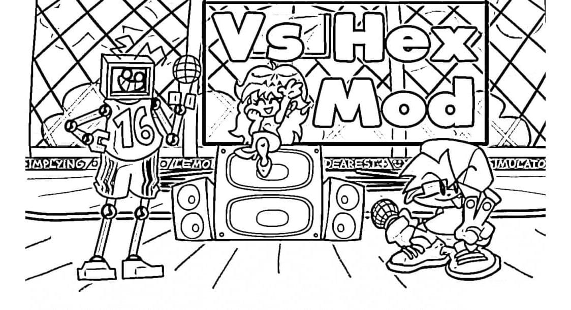 Friday Night Funkin Game Rhythmic Battles Coloring Page