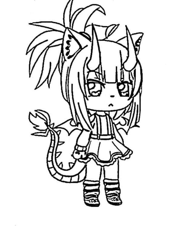 Gacha Life Demon Girl Infernal Charms and Pixel Prowes Coloring Page