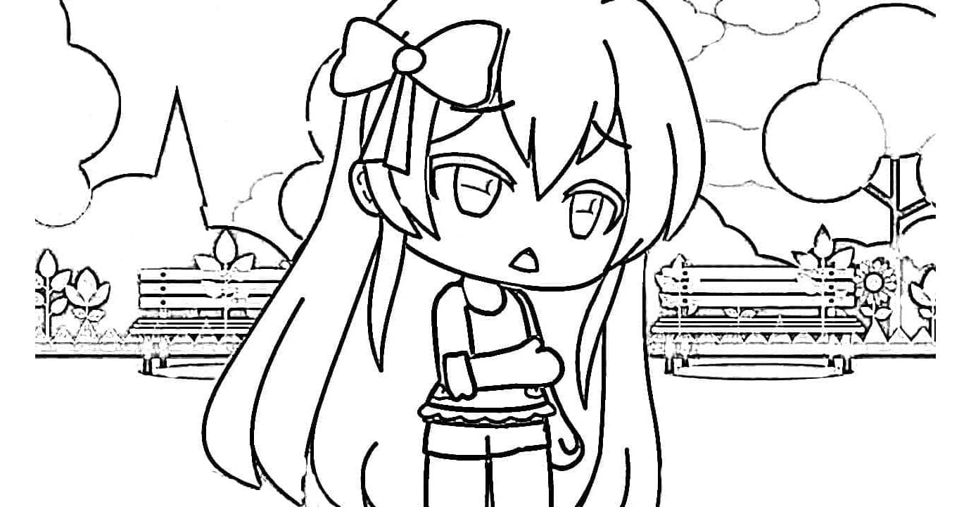 Gacha Life Sad Girl Tears and Pixels Coloring Page