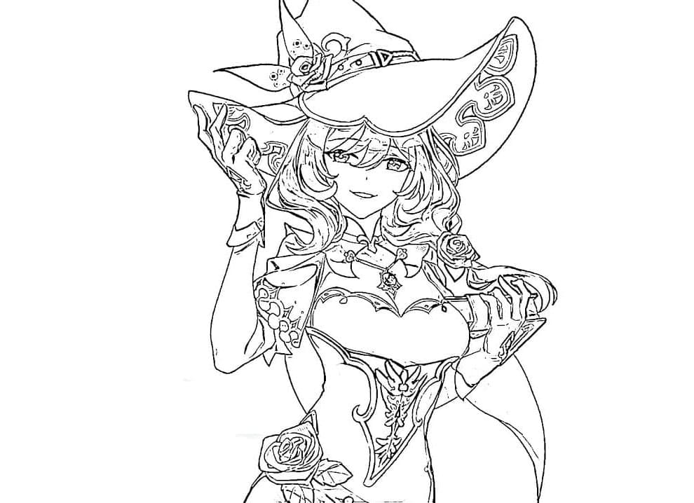 Genshin Impact Library Mage Coloring Page