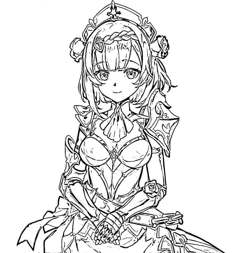 Genshin Impact Noelle the Maid of Favonius Coloring Page