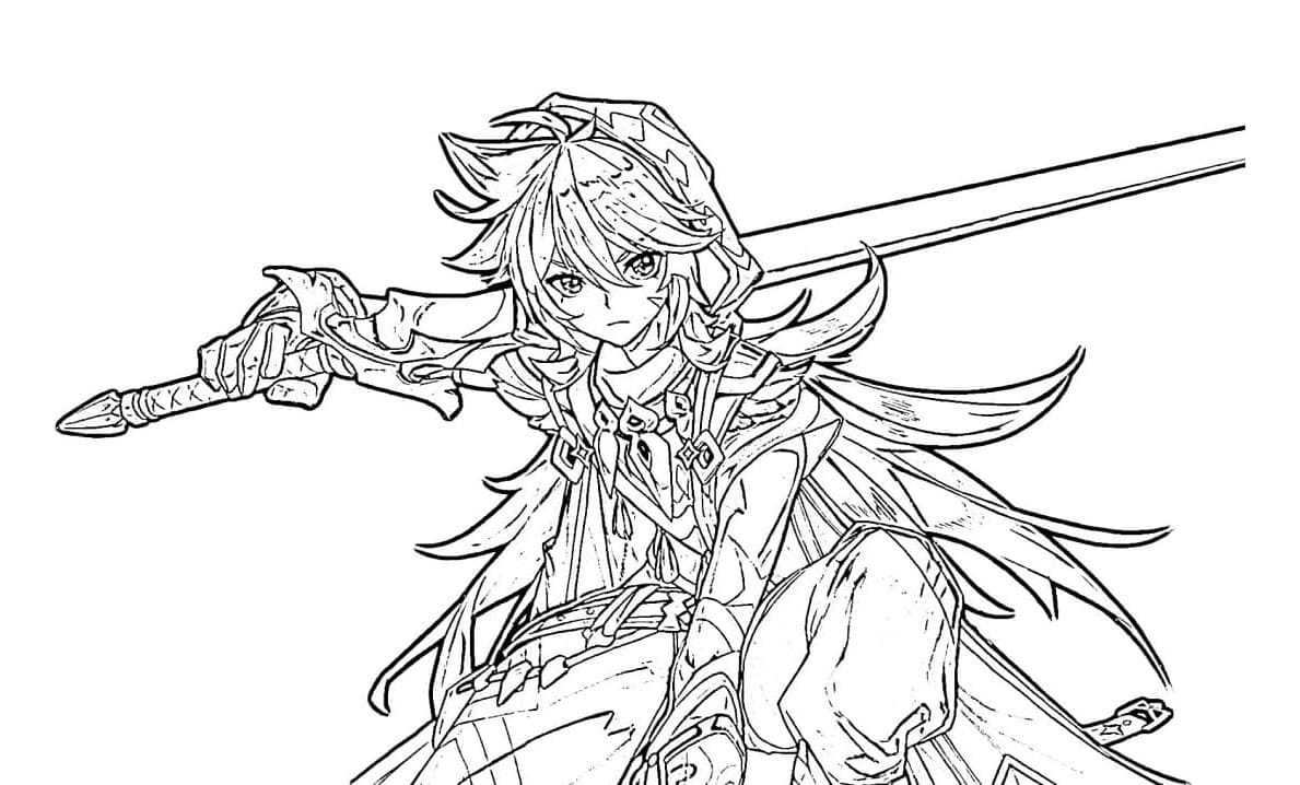 Genshin Impact Razor the Wolf Boy Coloring Page