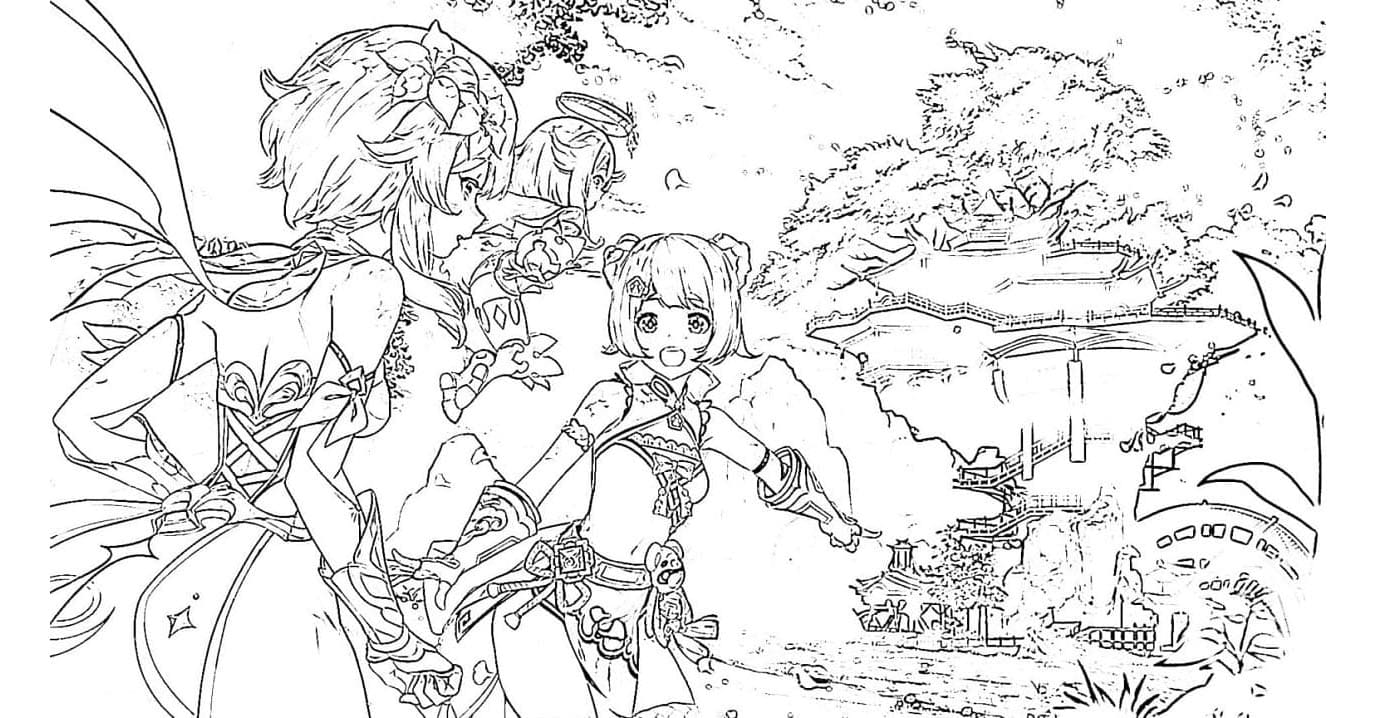 Genshin Impact World Adventure Coloring Page