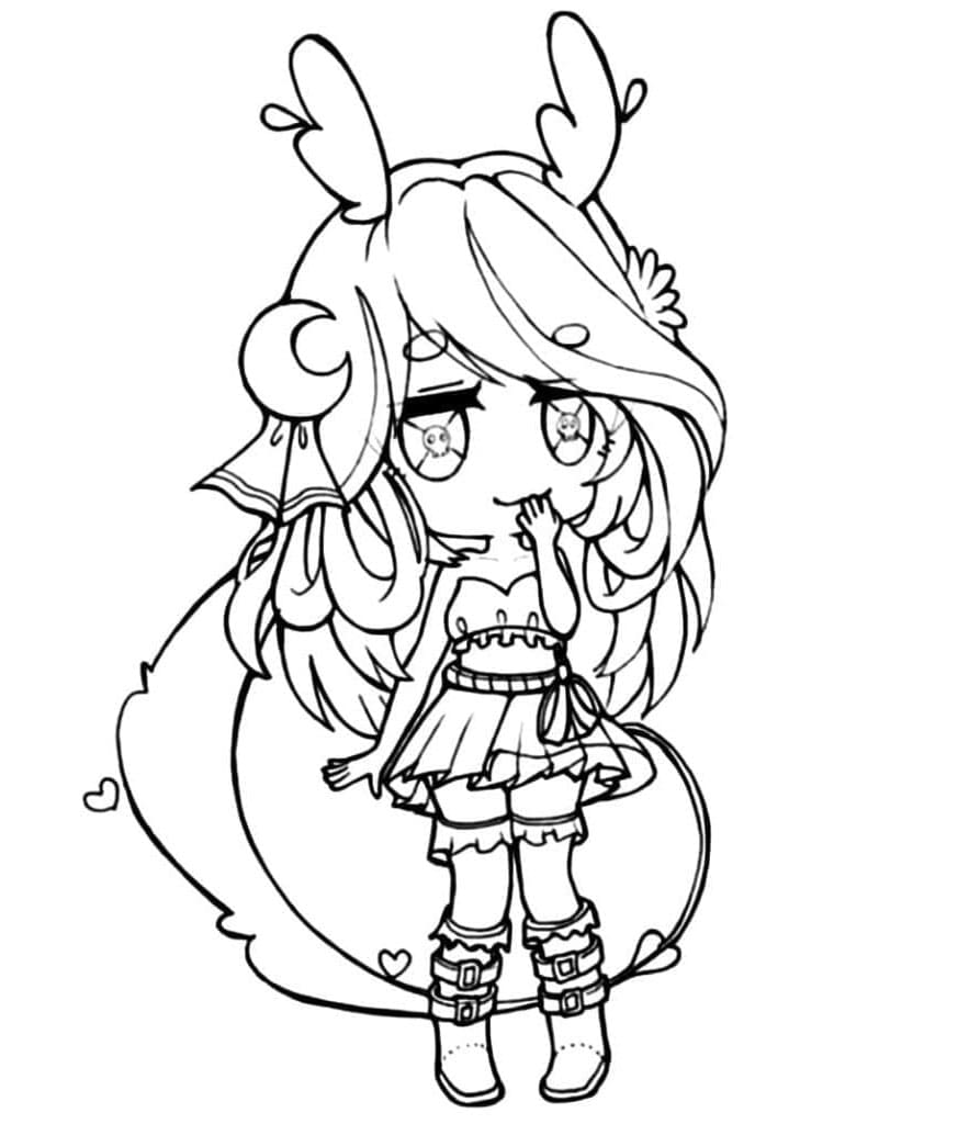 Girl in Gacha Life Pixels and Personality Coloring Page