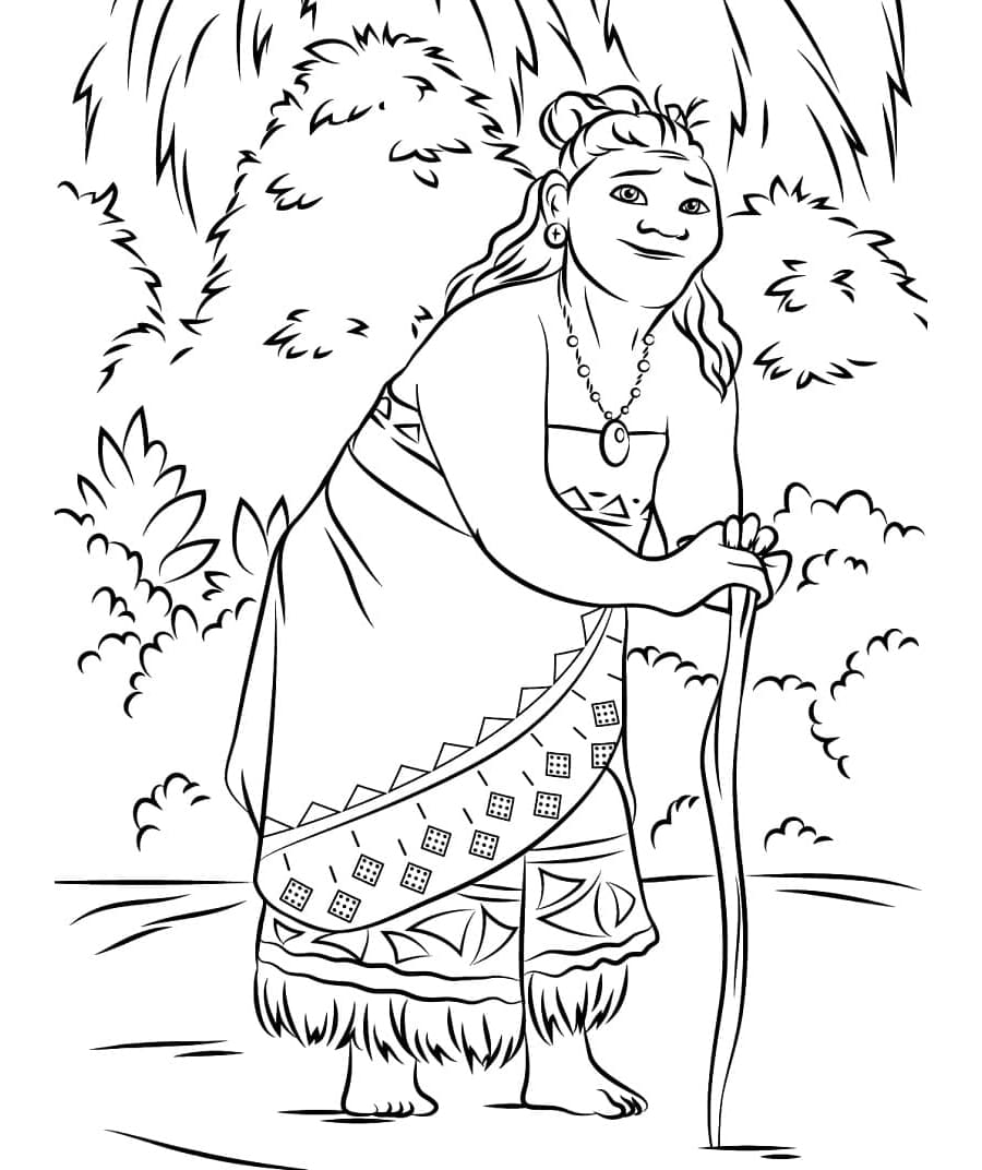 Gramma Tala from Moana Free For Printable Coloring Page