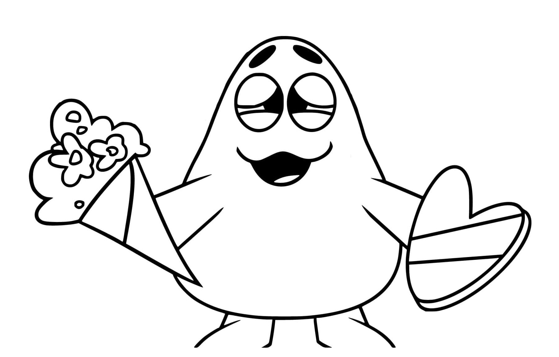 Grimace Celebrating Valentine's Coloring Page