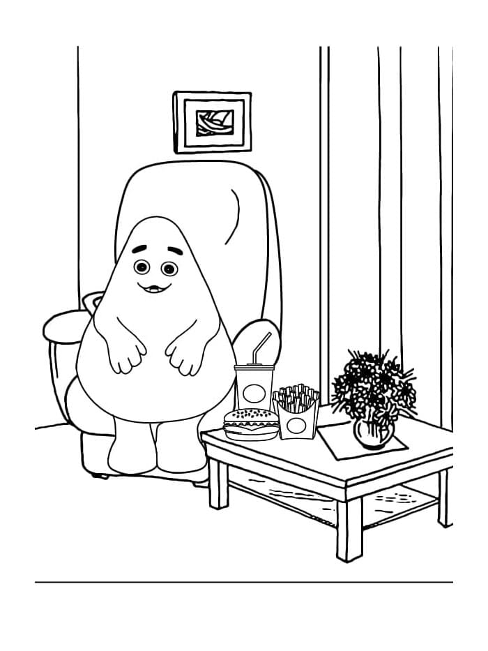 Grimace Relaxing at Home Coloring Page