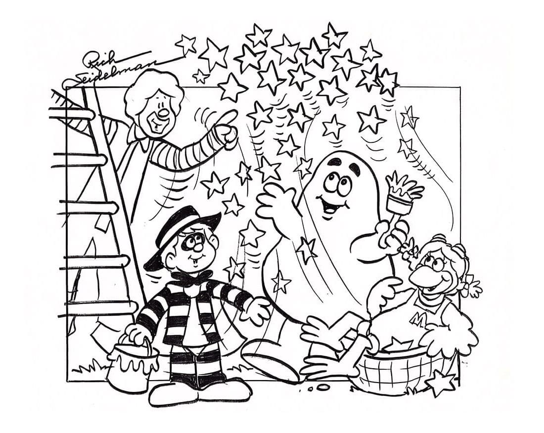 Grimacing character and McDonald Coloring Page