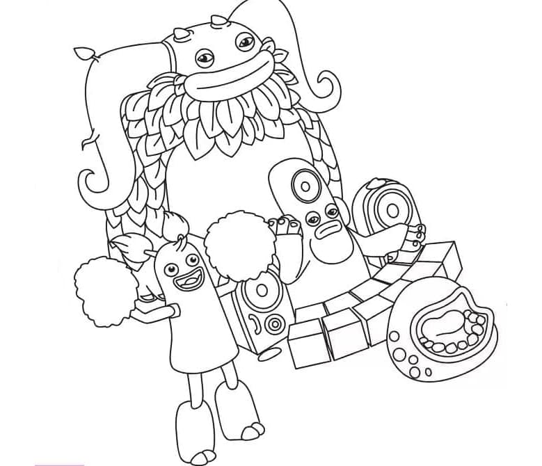 Group My Singing Monsters Coloring Page