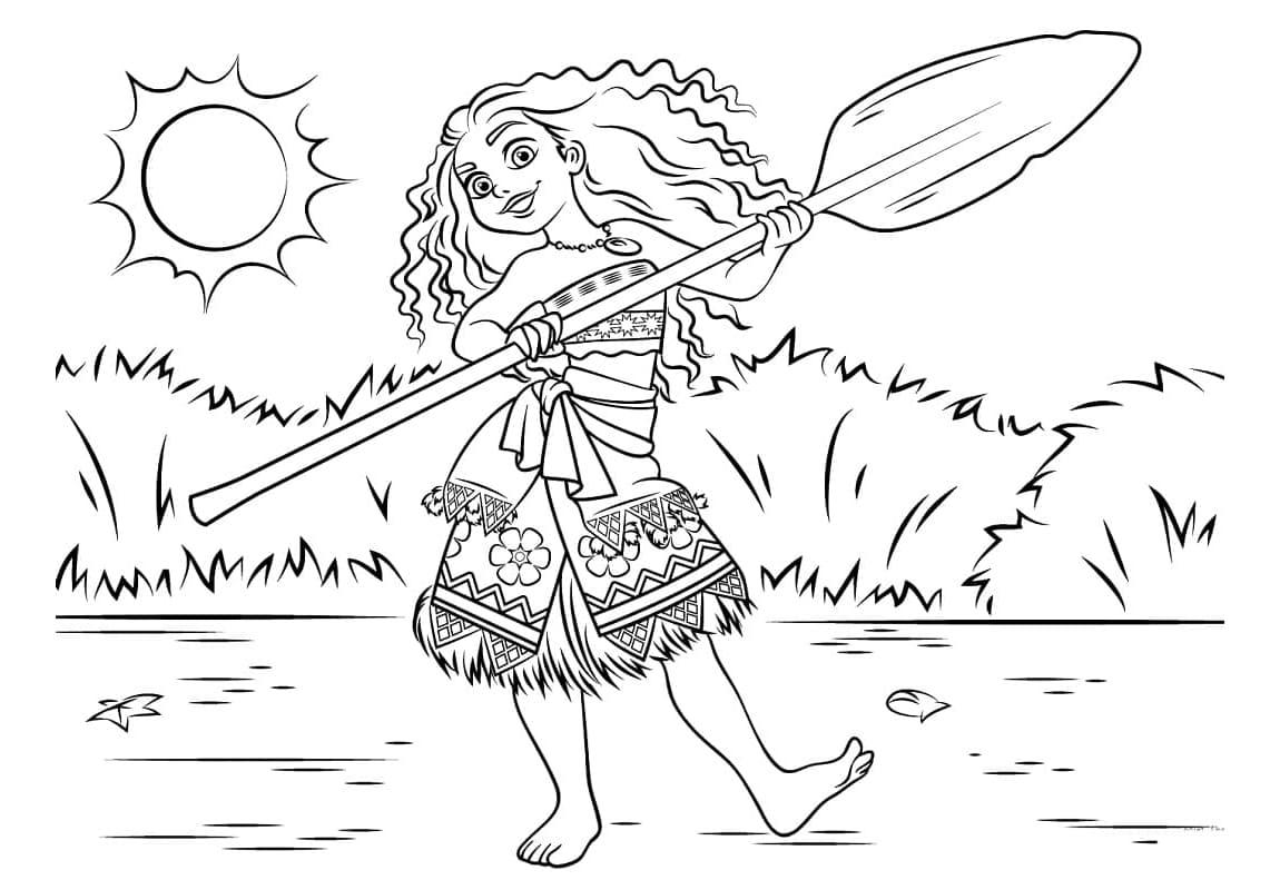 Happy Moana Free For Kids Coloring Page