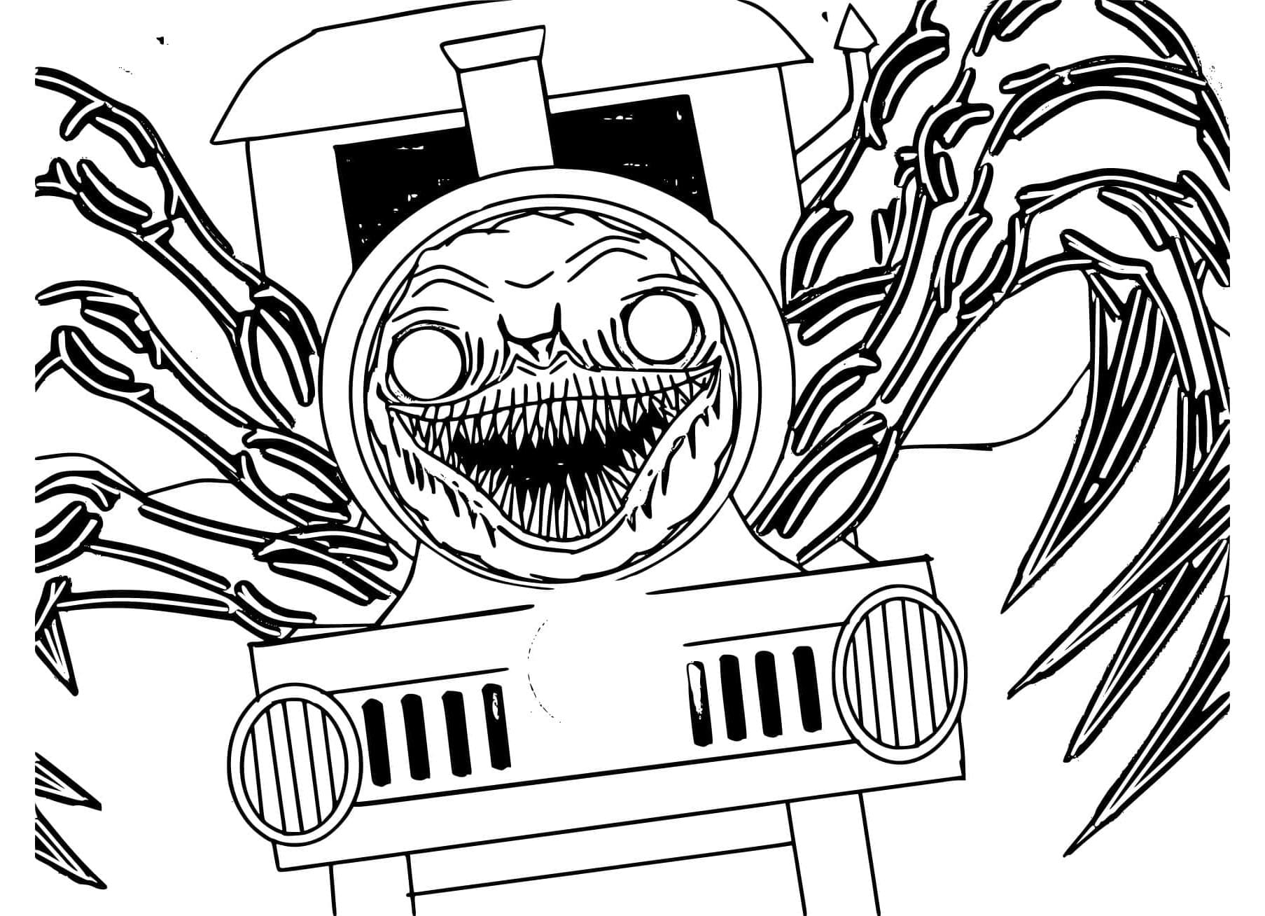 Haunted Tracks Choo-Choo Charles Coloring Page