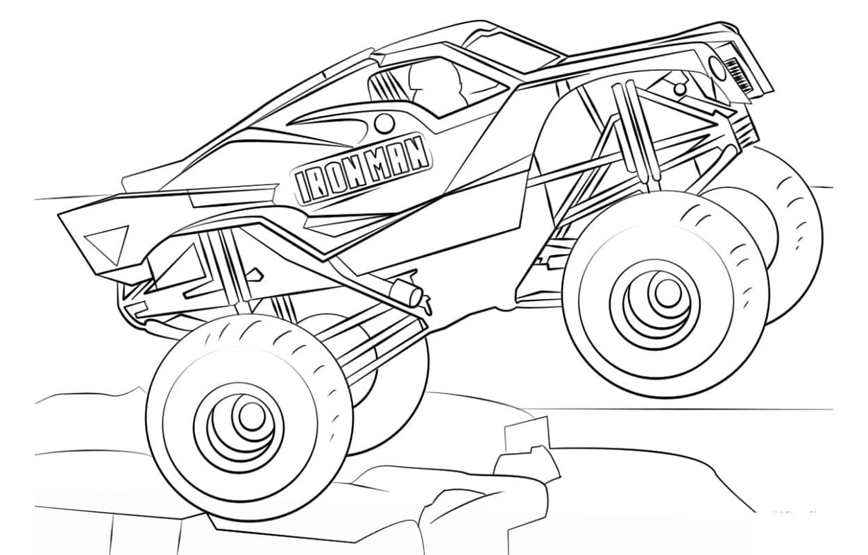 Iron Man Monster Truck Free For Kids Coloring Page