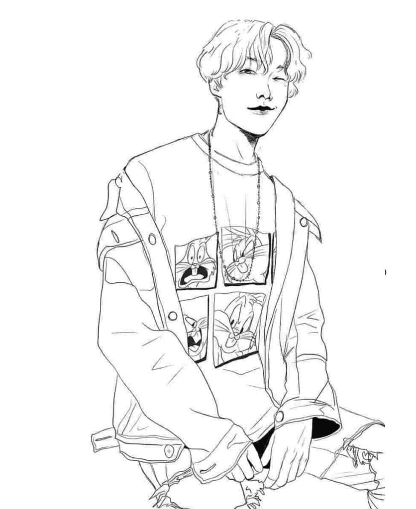 J-Hope in BTS Free Coloring Page