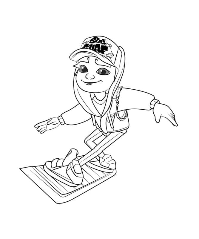 Jake, the Subway Surfer Coloring Page