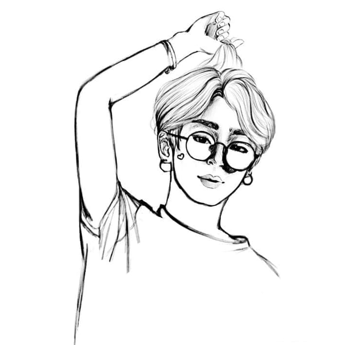 Jimin from BTS Free For Kids Coloring Page