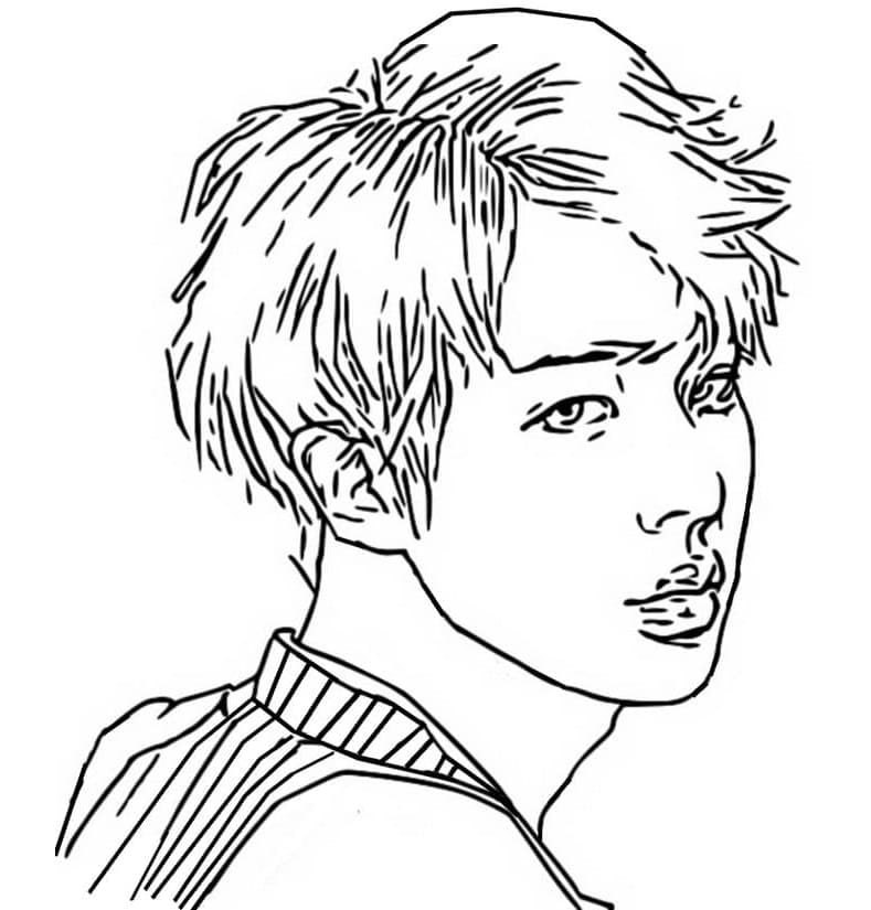 Jin in BTS Free Printable Coloring Page