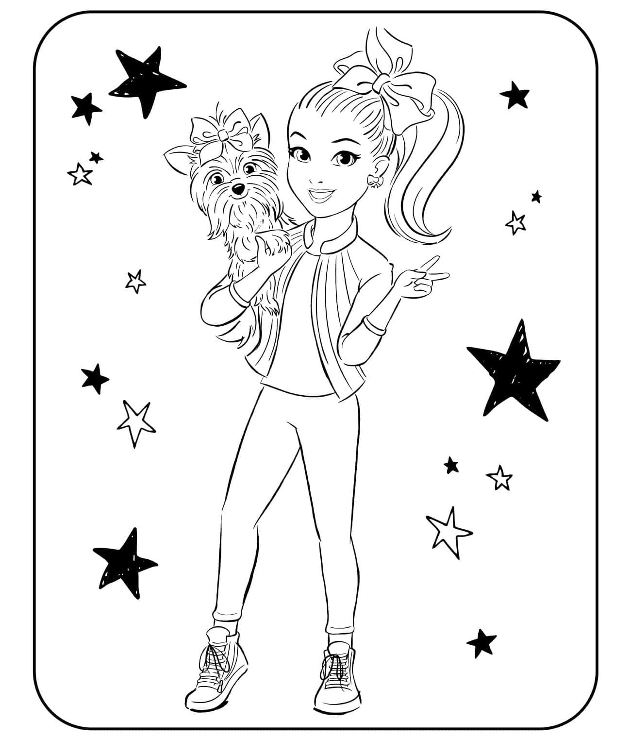 JoJo Siwa and BowBow Dynamic Duo of Fun Coloring Page