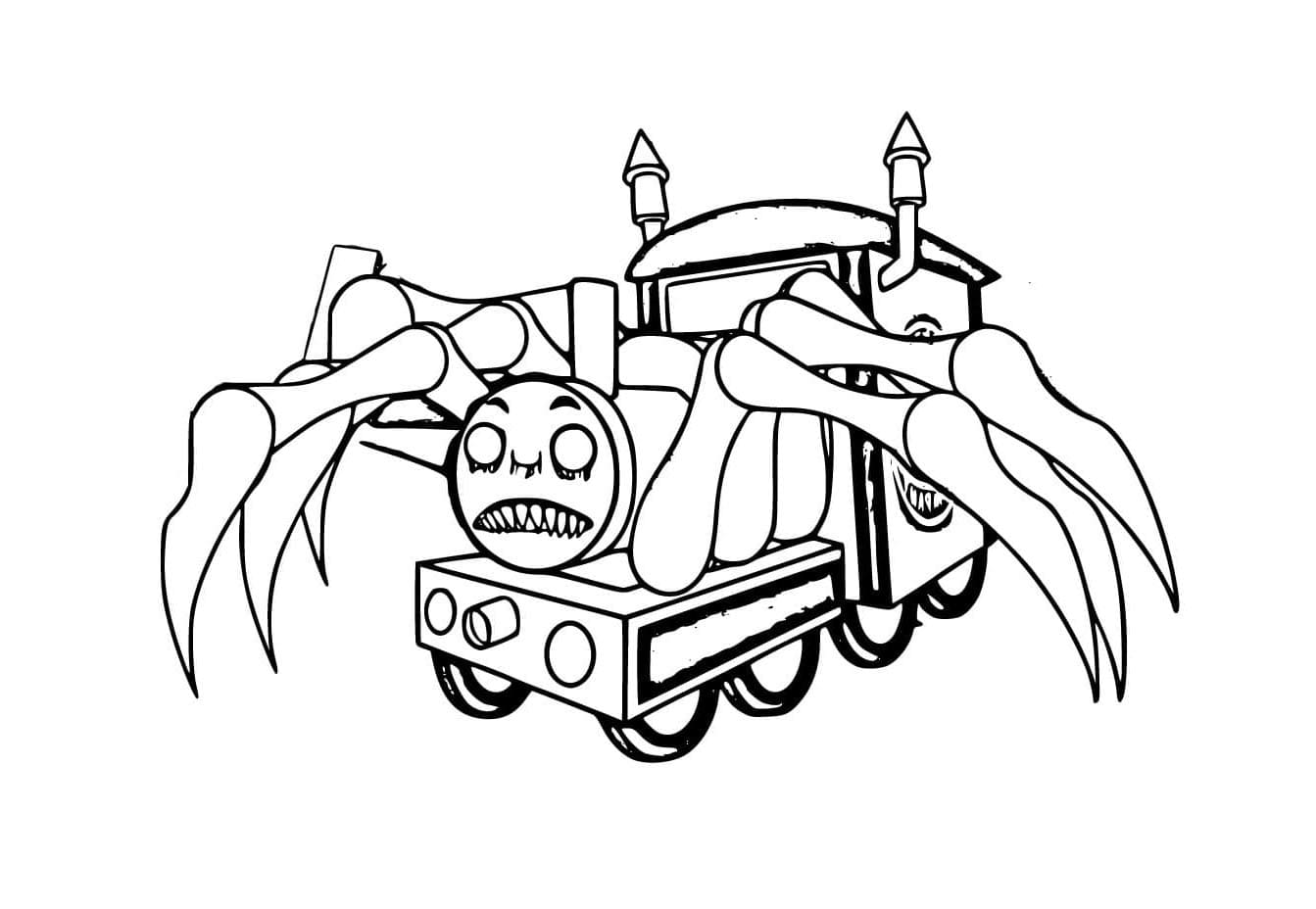 Joyful Choo-Choo Charles For Children Coloring Page