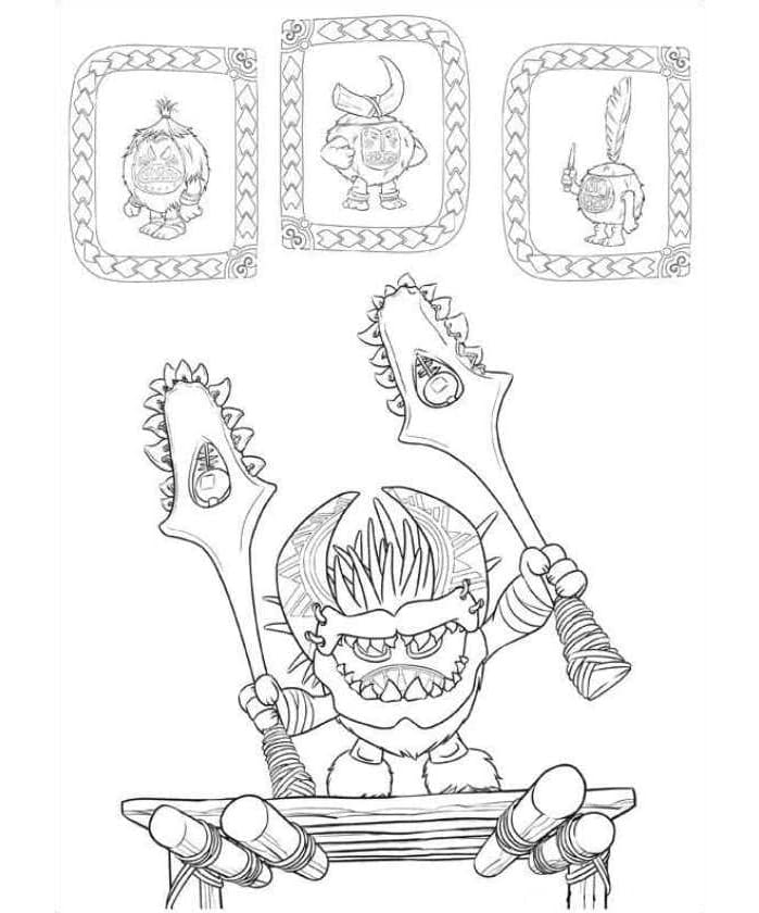 Kakamora in Moana Free Printable Coloring Page