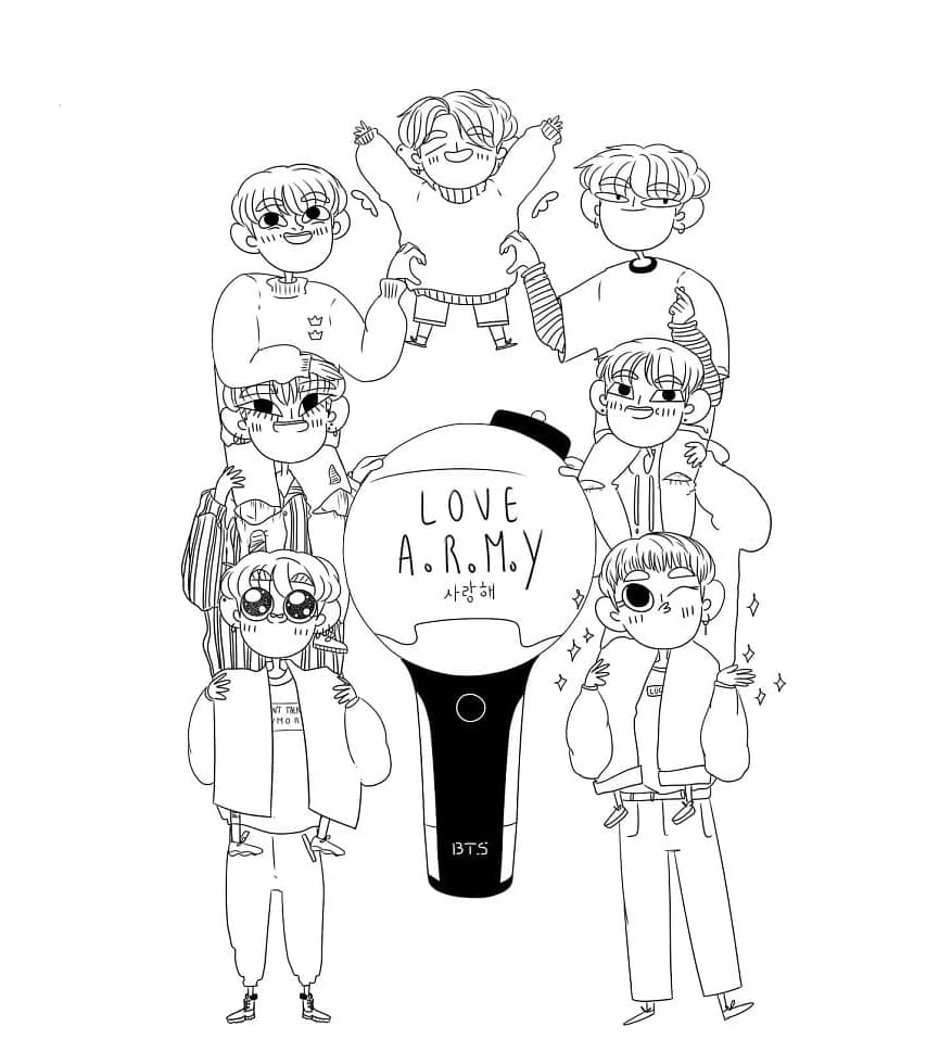 Kawaii BTS Free Printable Coloring Page