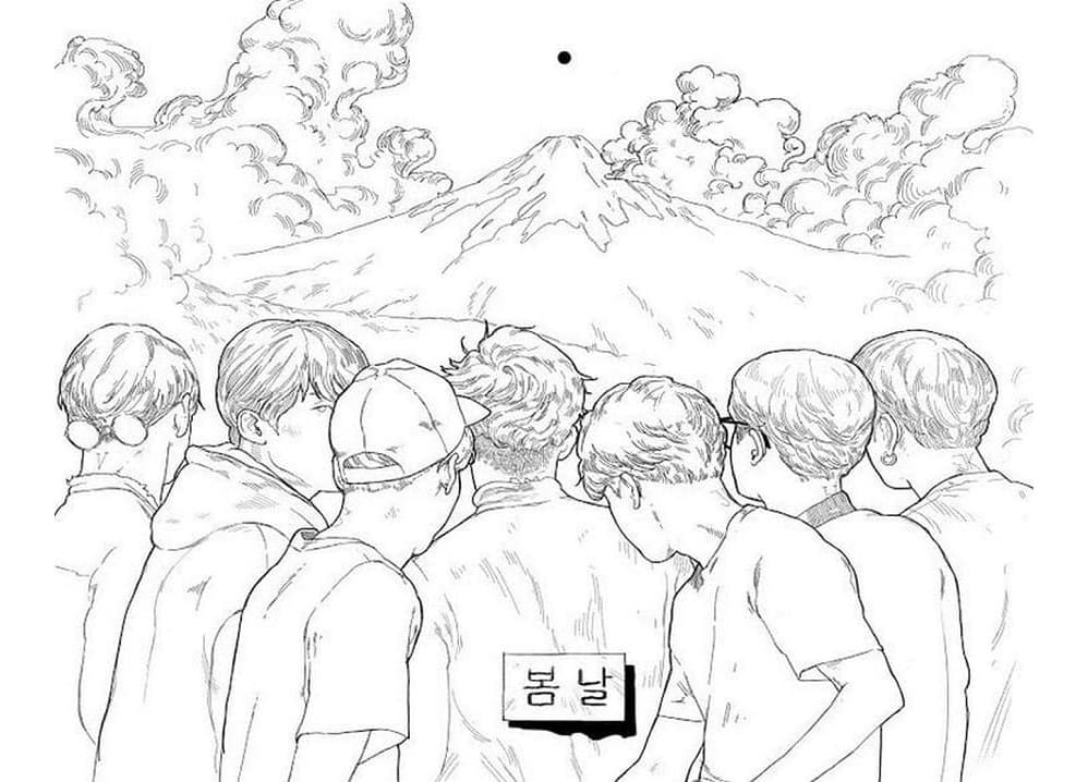 Korean Guys BTS Free Printable Coloring Page