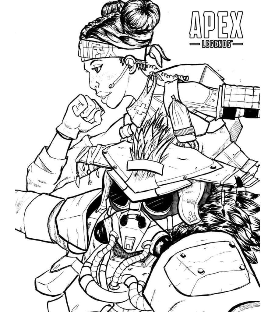 Lifeline and Bloodhound From Apex Legends Coloring Page