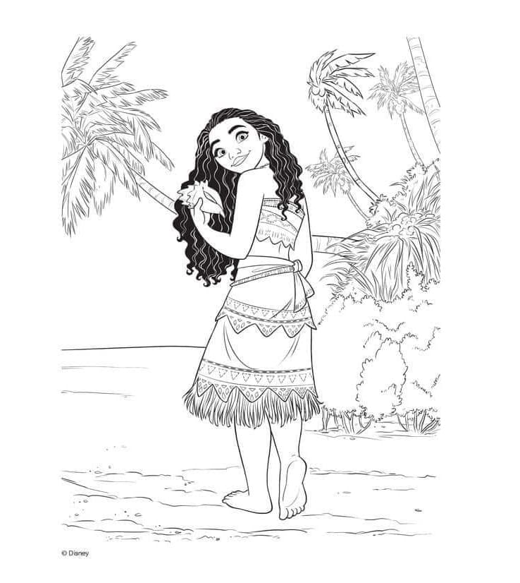 Lovely Moana Free Printable Coloring Page