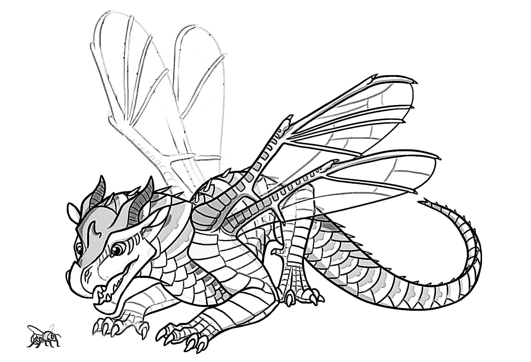 Luminous Baby Dragon Coloring Page