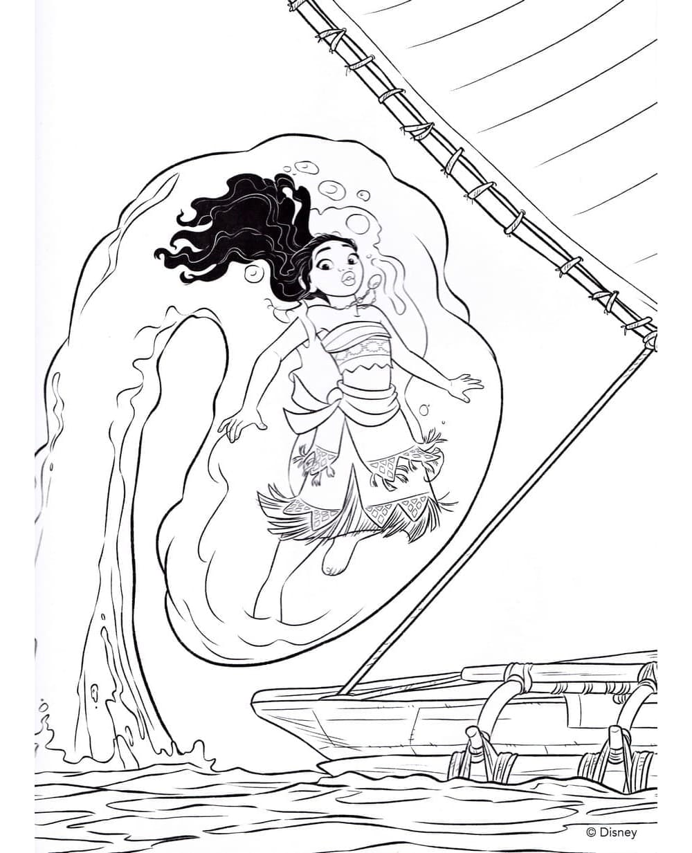 Moana from Disney Free Image Coloring Page