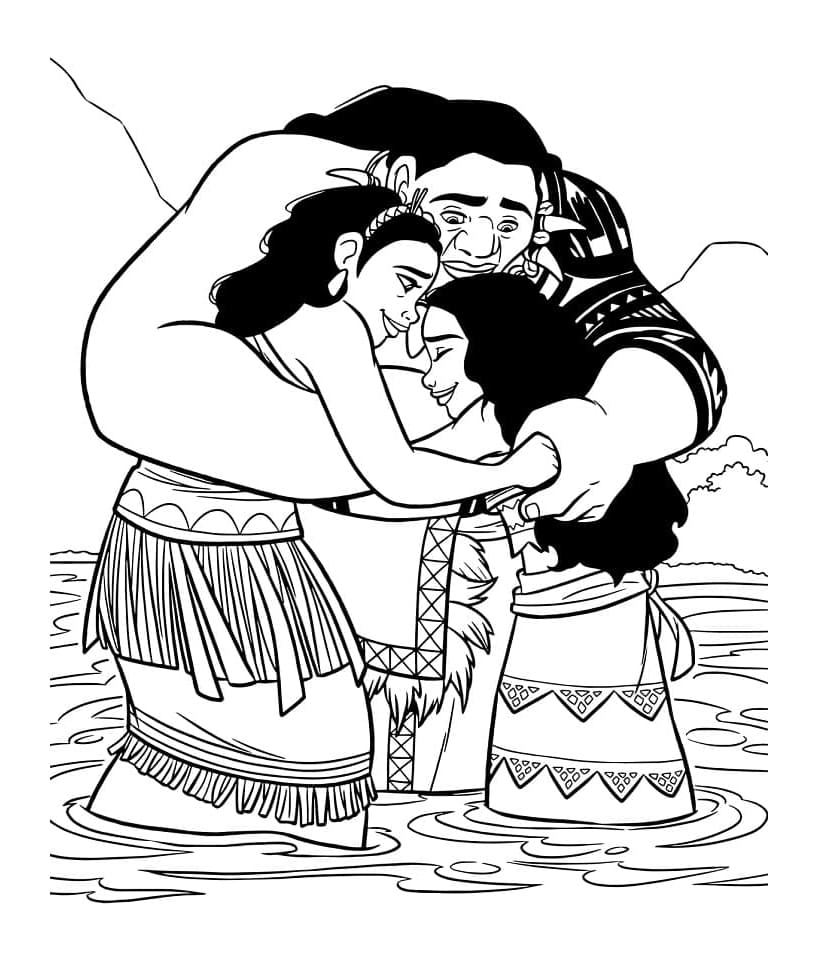 Moana's Family Free For Kids Coloring Page