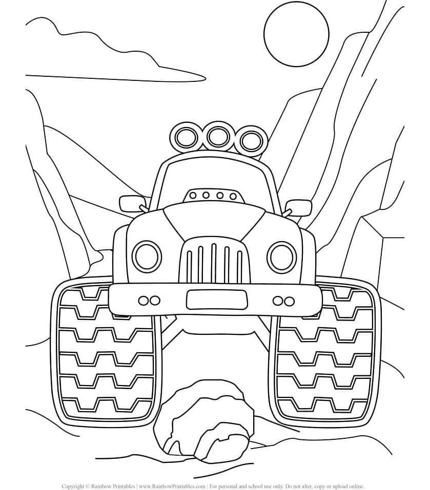 Monster Truck Free Printable Coloring Page