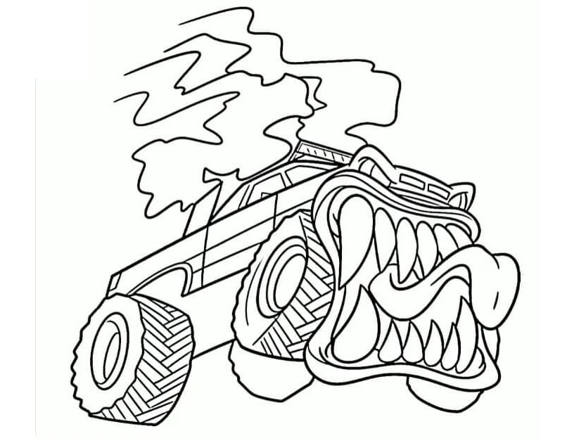 Monster Truck Monster Free Coloring Page