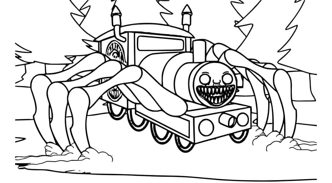 Mysterious Choo-Choo Charles in the Forest Coloring Page