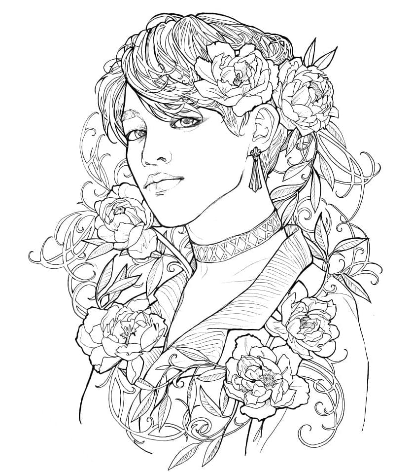 Park Jimin from BTS Free Printable Coloring Page