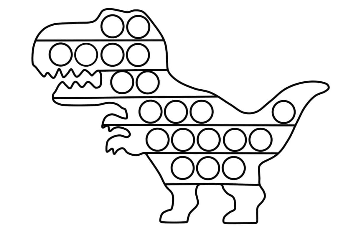 Pop It T-Rex Dinosaur Coloring Page