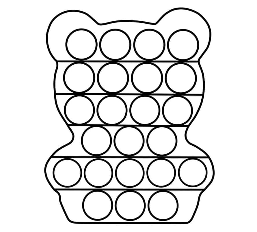 Pop It Teddy Bear Coloring Page