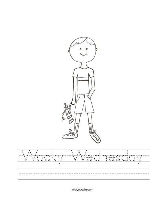 Printable Wacky Wednesday Activities Coloring Page