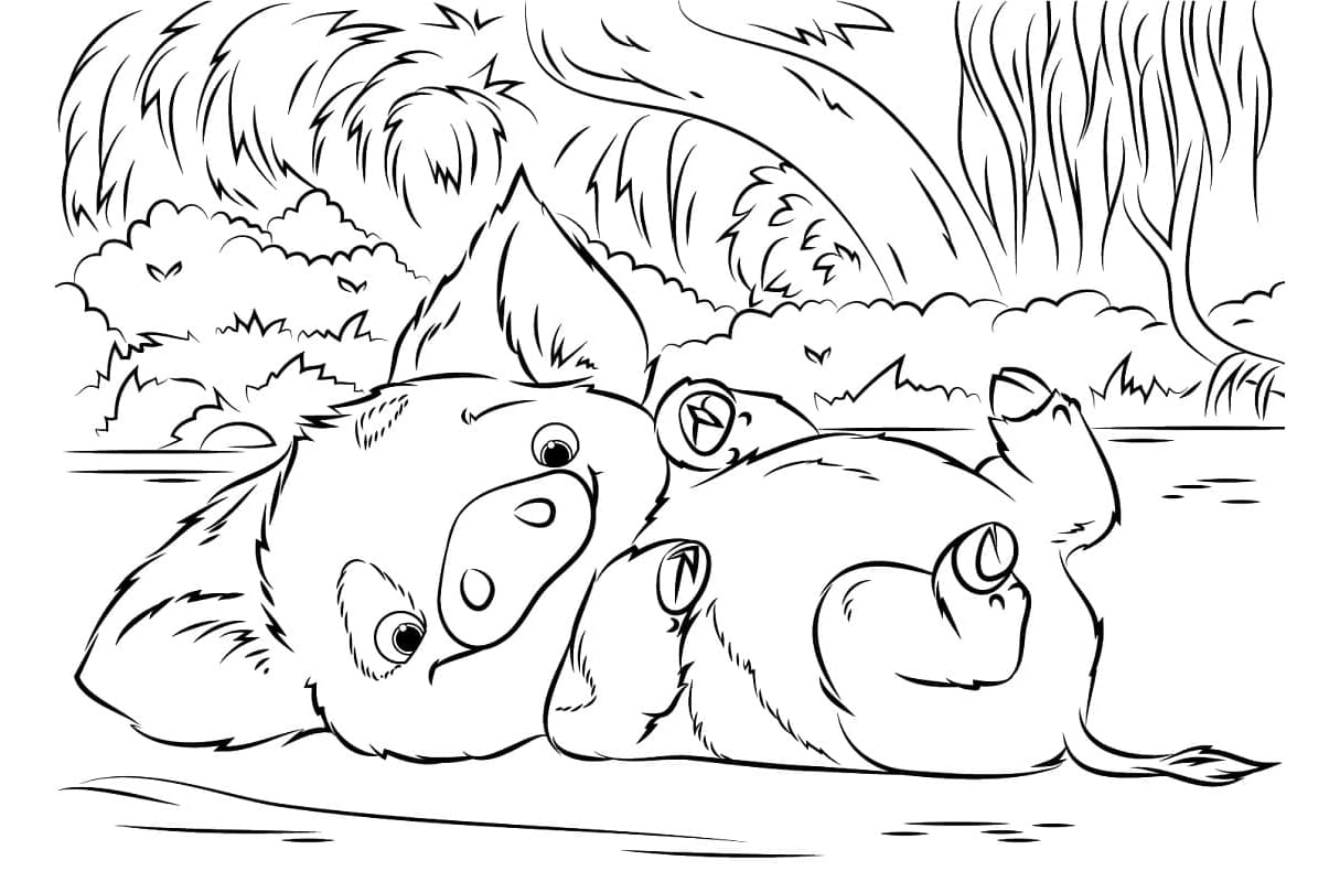 Pua from Moana Free For Kids Coloring Page