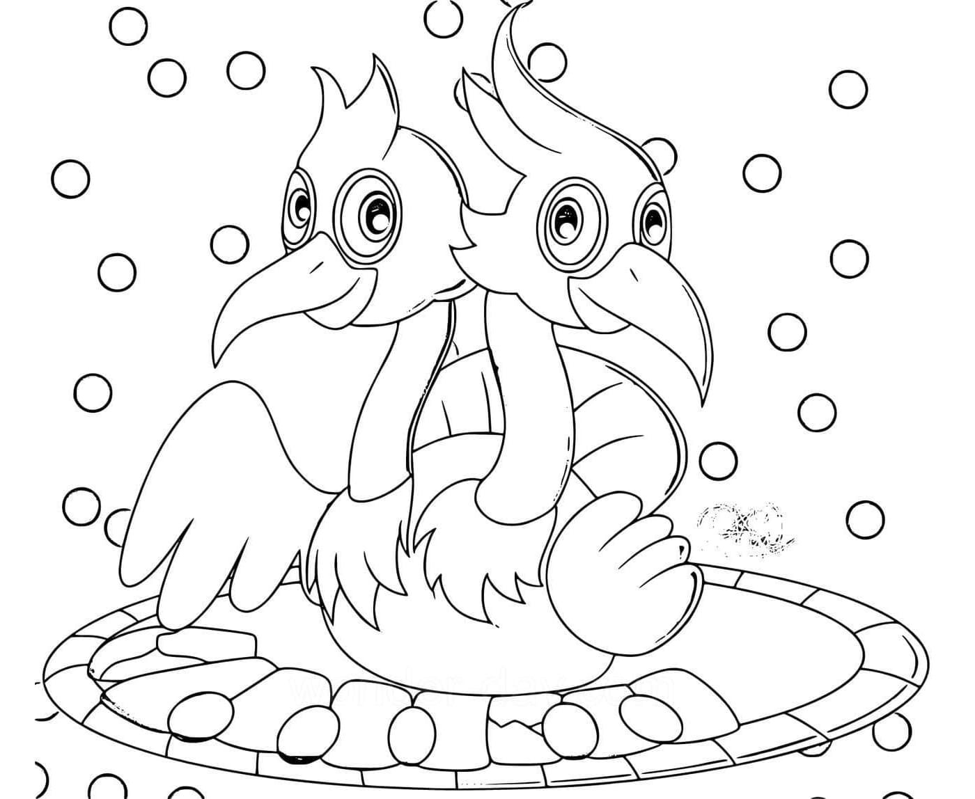 Quibble Two Heads from My Singing Monsters Coloring Page