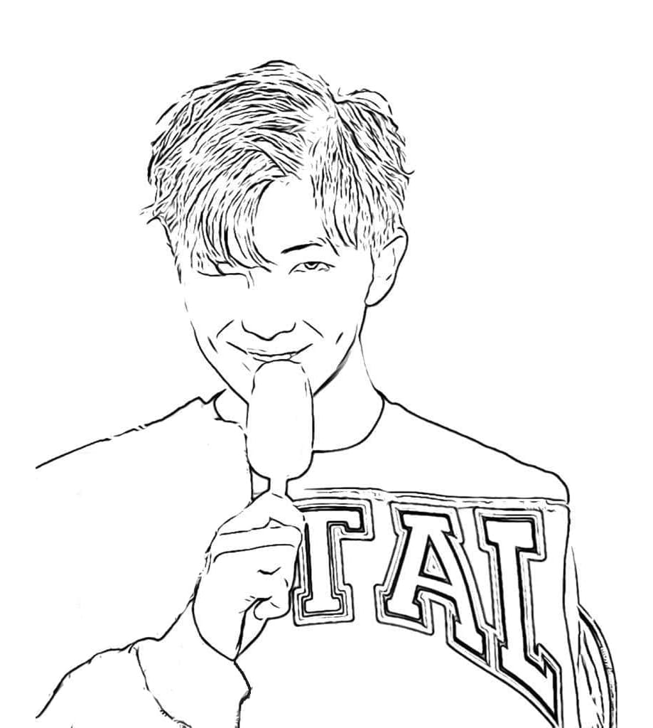 Rap Monster from BTS Free Printable Coloring Page