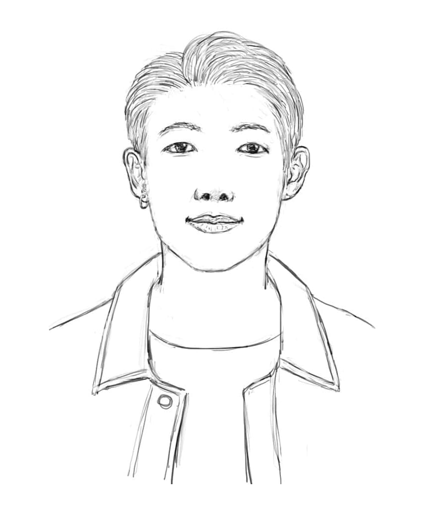 Rap Monster in BTS Free For Kids Coloring Page