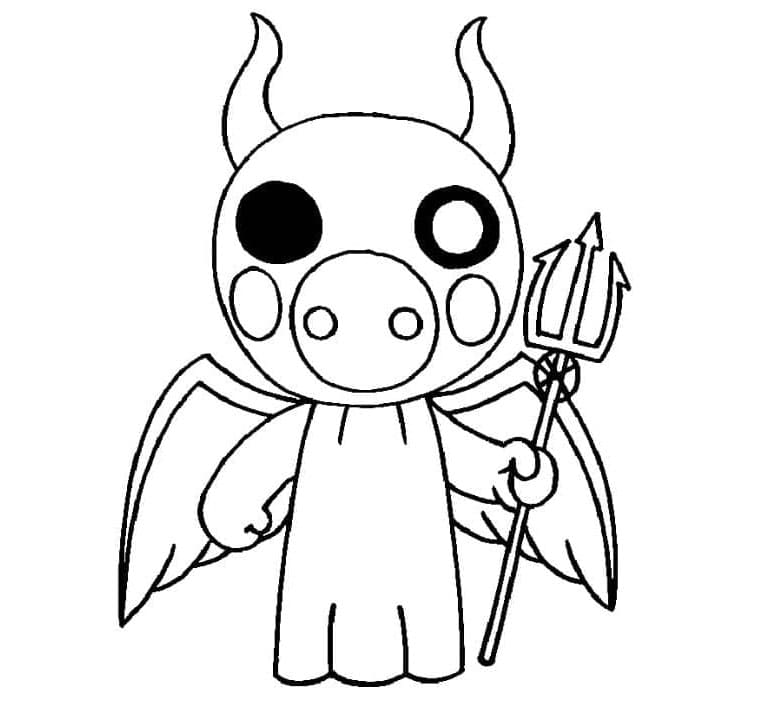 Roblox Piggy Devil Costumel Coloring Page