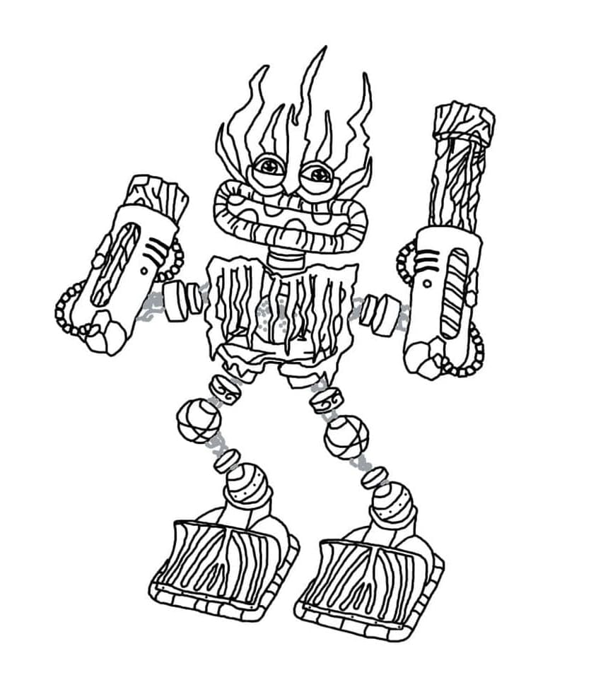 Robot Oasis of Wubbox Coloring Page