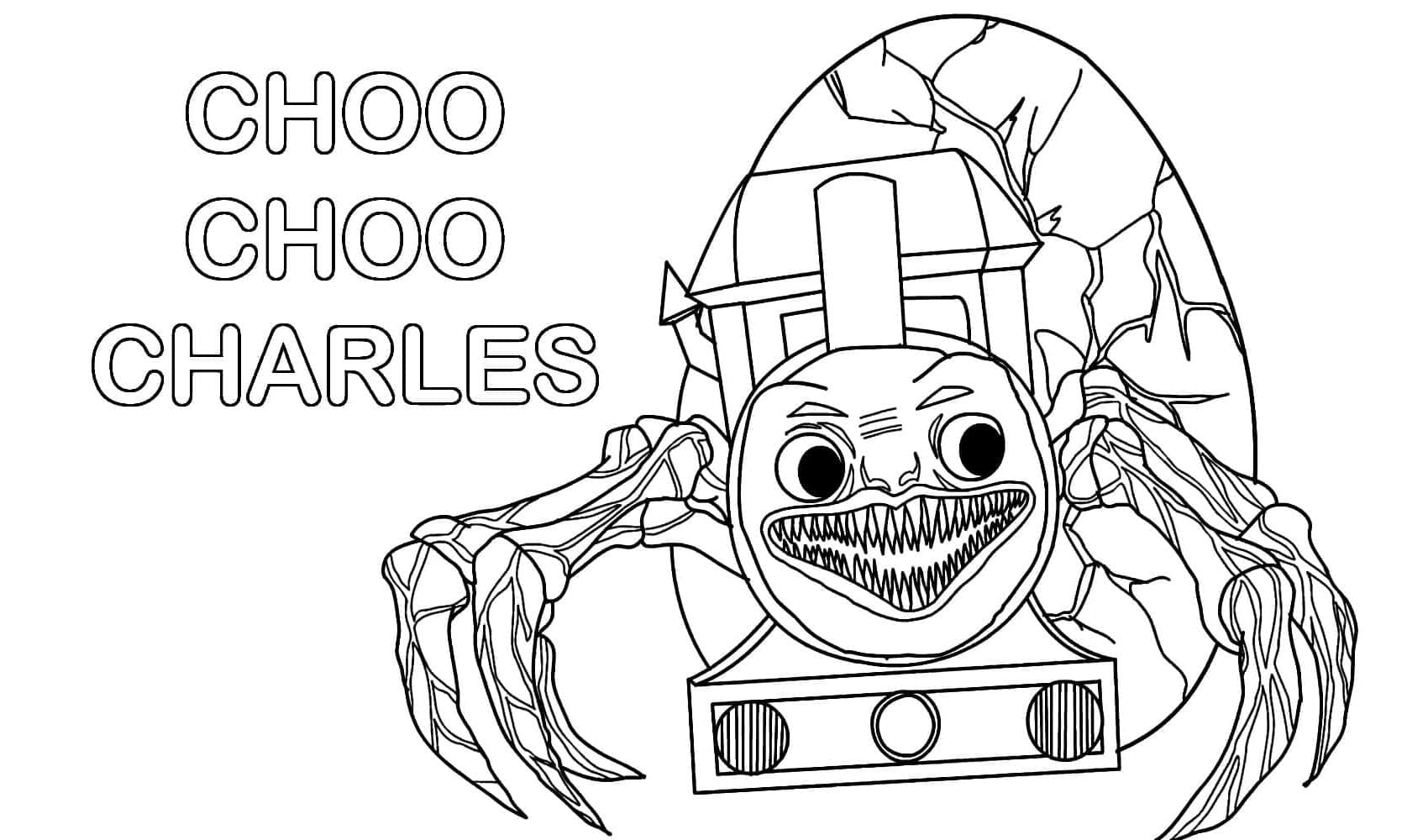 Rolling Thunder Choo-Choo Charles Coloring Page