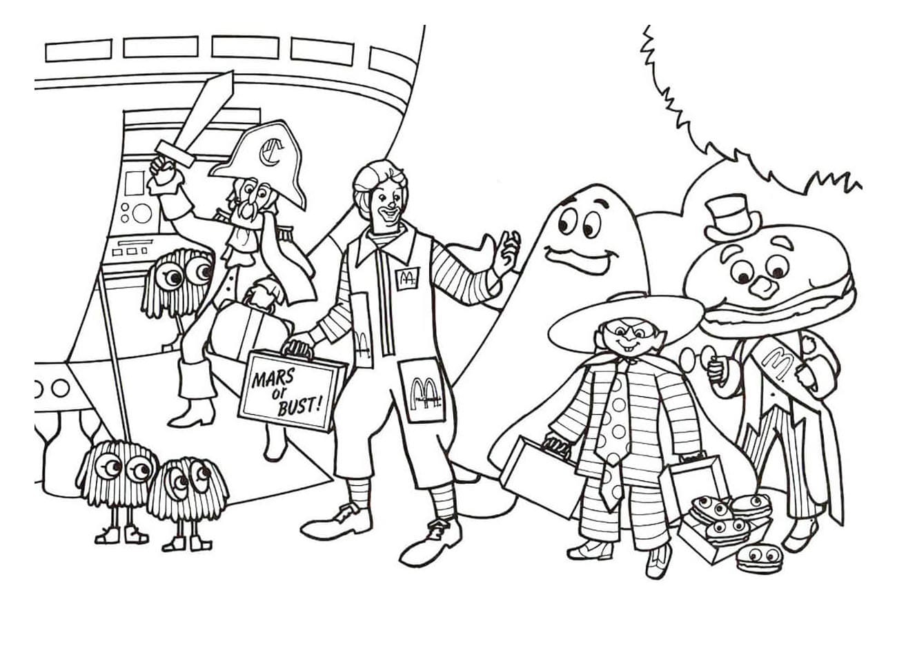 Ronald McDonald in a specific situation Coloring Page