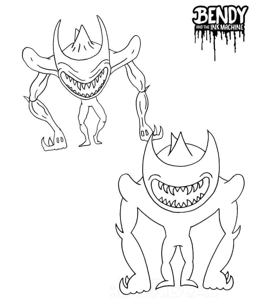 Scary Bendy Shadows of the Abyss Coloring Page