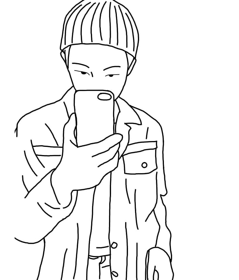 Selfie BTS Free Coloring Page