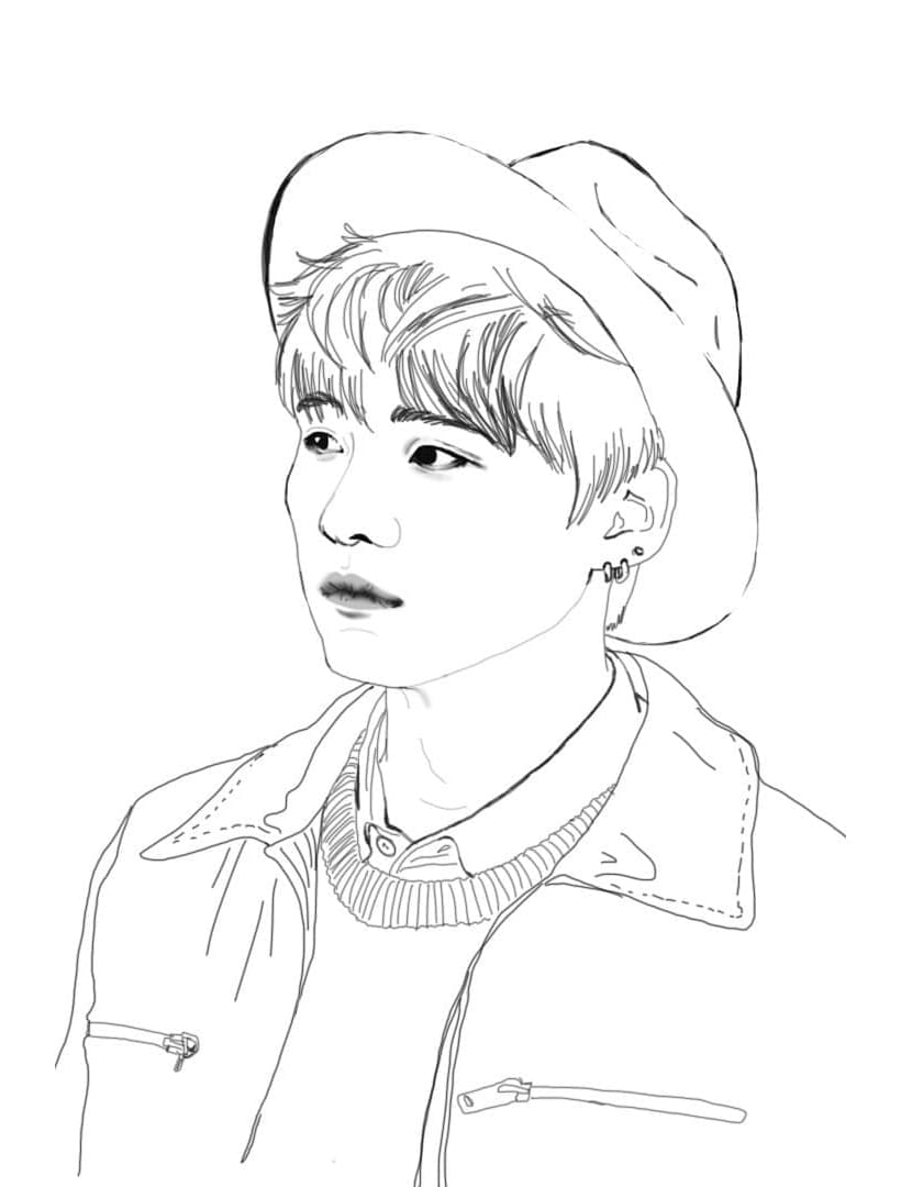 Singer from BTS Free Printable Coloring Page