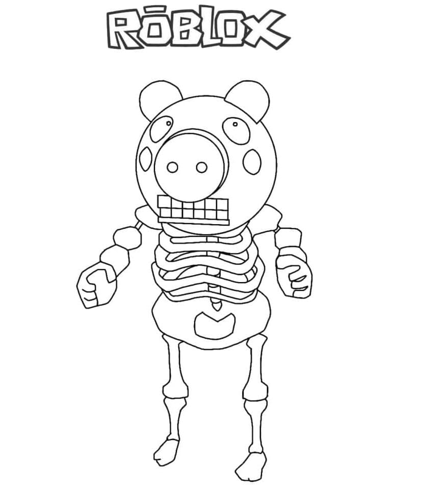 Skelly Costume in Piggy Roblox Coloring Page