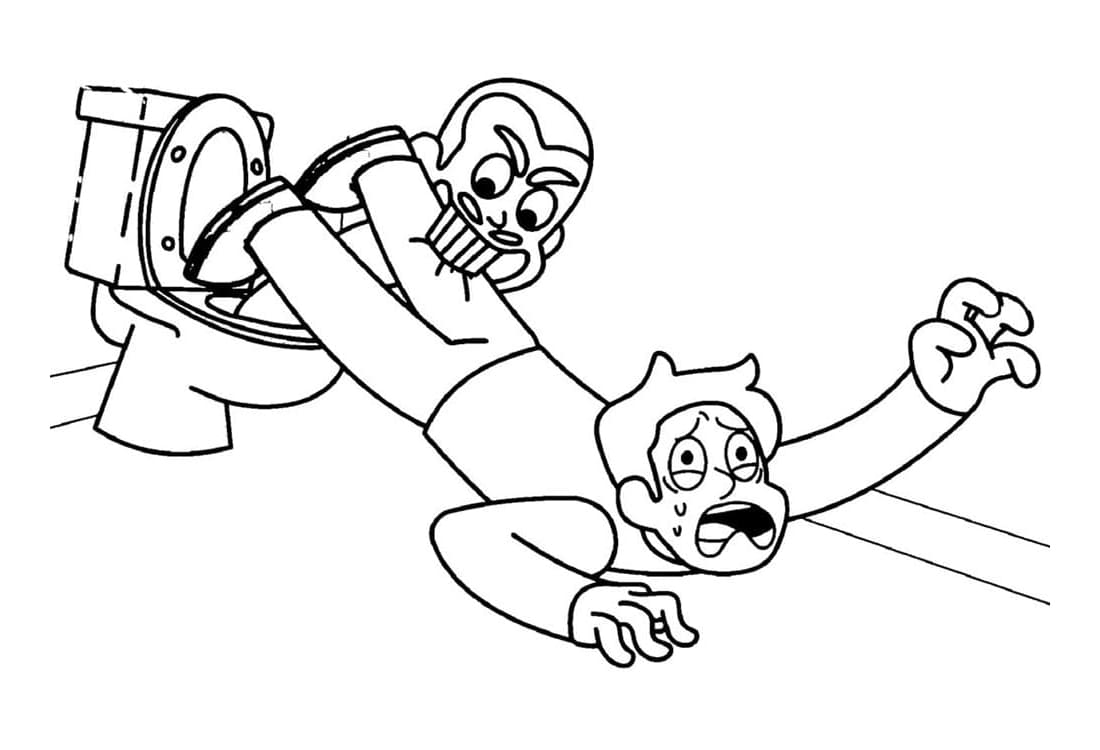 Skibidi Toilet Attack Free Print Coloring Page